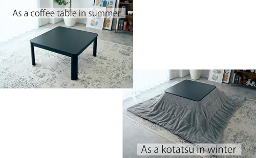 KEN JAPAN KB-75US(BK) Kotatsu Heater Table W29.5xD29.5xH15inches Square Table with 120V Electric Heater top Surface Reversible Gray Black Color Home and Living Blanket is not Included.