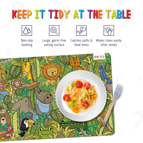 merka Kids Placemats Educational Placemat Non Slip Designer Set Ocean Space Jungle Unicorns Learning Placemat for The Dining and Kitchen Table for Kids and Toddlers Ages 2-8 - Image 4