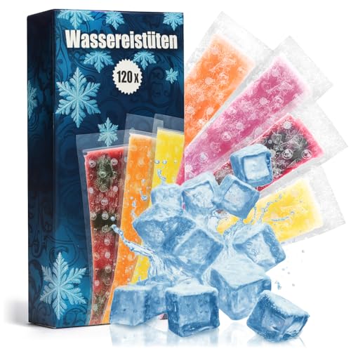 COM-FOUR 120x Wassereistüten je 80 ml - Mini-Gefrierbeutel - Eisform für hausgemachtes Wassereis - Stangenwassereis-Tüte mit Zipverschluss