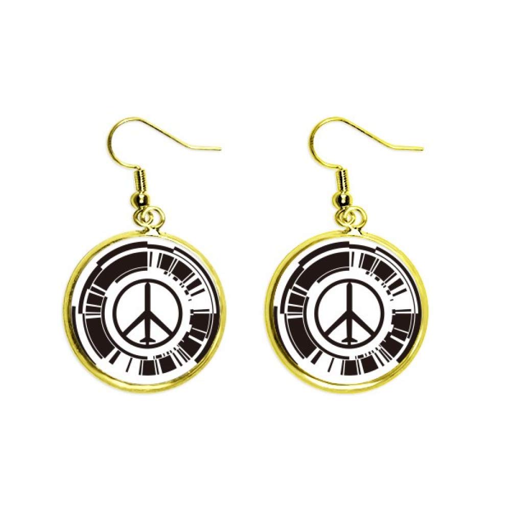 Pendientes de avión de la paz dorados y largos estilo drop earring mujer 2