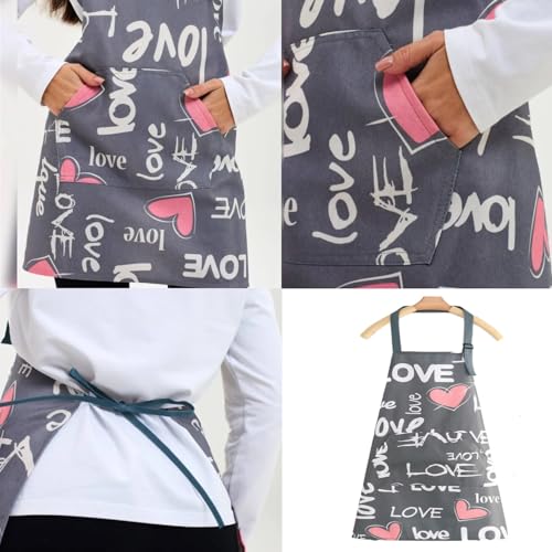 Image of DARSHANAM WORLD Apron for Women with Pockets | Adjustable Waterproof Floral Chef Aprons for Kitchen | Fully washable with large front pocket |Apron for Restaurant | Home | Kitchen | Hotel