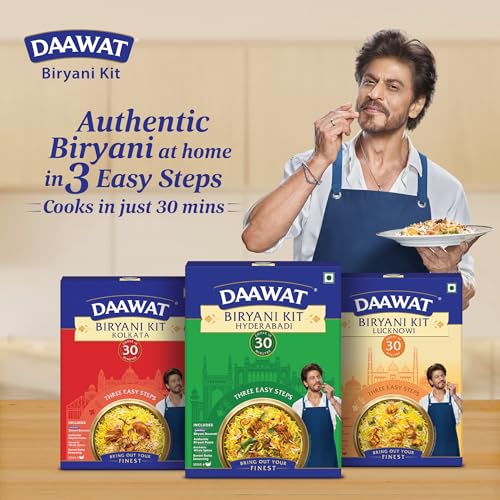 Image of Daawat Biryani Kit Hyderabadi | Authentic Recipe | Ready in 30 min | Ready to Cook 334 gm /410gm (Weight may vary) (Pack of 3)