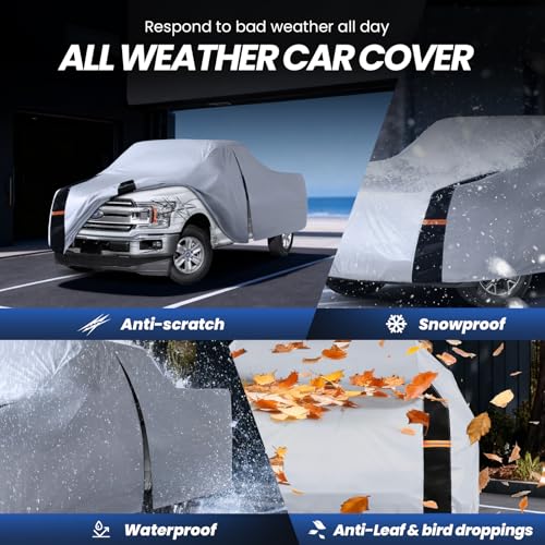 Image of Multi-Layer Ford F150 Truck Cover,Custom fit F150 1997-2026 Regular Long Bed(8'-8.1') Car Cover Waterproof All Weather, Full Exterior Cover Rain Wind Dust and UV Protection with Door Zipper