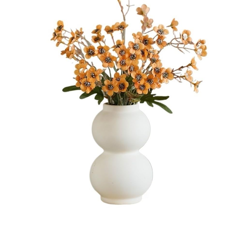 CHUOZI Artificial Flowers White Ceramic Vase Yellow Small Plum Fake Simulation Flower Arrangement Indoor