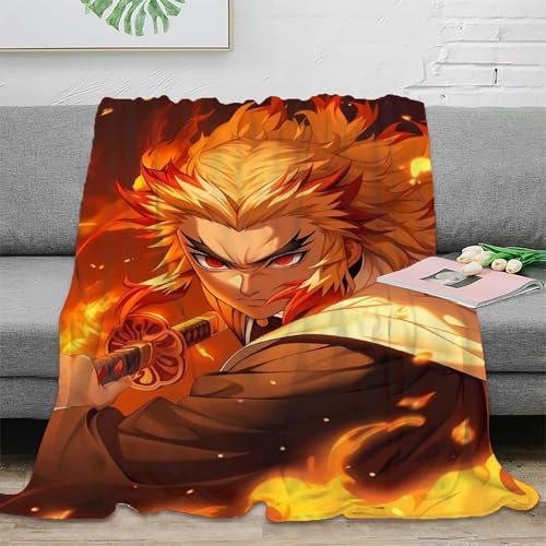 UPRSTUVWX Demon Slayer Manta Manta Impresa 3D Kimetsu No Yaiba Microfibra Cubierta De Cama Mullida Suave Acogedora Y Cálida Multiusos para Niños Adultos，para Adultos Y Niños 50x60inch(127x152cm)