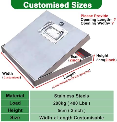 Lockable Stainless Steel Crawl Space Access Door - Decorative Manhole Cover for Backyard, Basement, & Pavement - Durable 16"x24" Water Well Cover, Secure & Stylish Solution