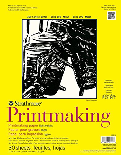 Strathmore 300 Series Glue Bound Printmaking Pad Lightweight 11 X 14 inches White 30 Sheets (333-11)