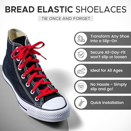 Image of Bread Elastic Shoelaces - Tie Once, Slip On Convenience - Premium Stretch Laces for Boots, Running Shoes, and Everyday Wear