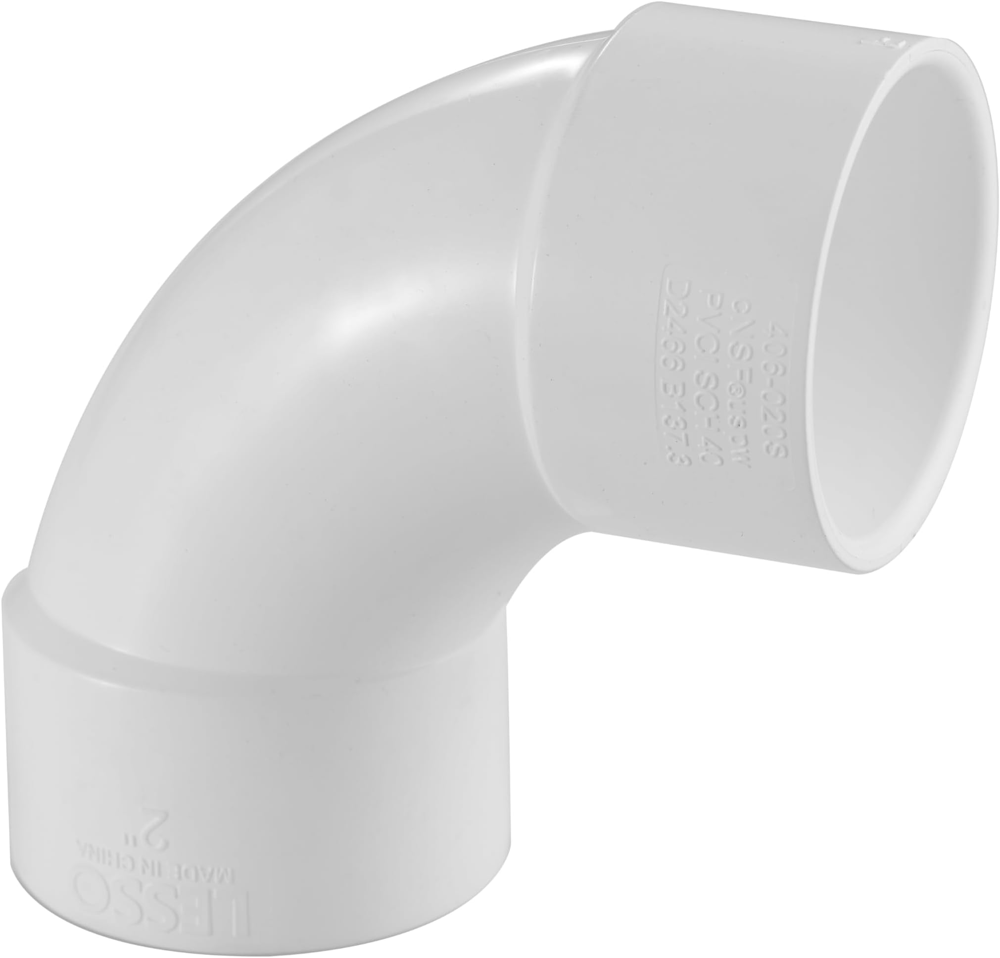 406 Series PVC Pipe Fitting - 90°Sweep Elbow - Schedule 40 (White) - 2-1/2" (SOC × SOC) / High-Flow Capacity/Plumbing (406-025S) (1 Pack)