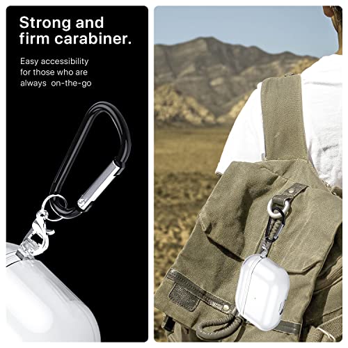 Image of GRIPP Clear Silicone AirPods Carrying Case for AirPods Pro (1st Generation) with Anti-Lost Carabiner Hook, Shockproof 360 Protection, Wireless Charging Support, Durable & Stylish - Clear
