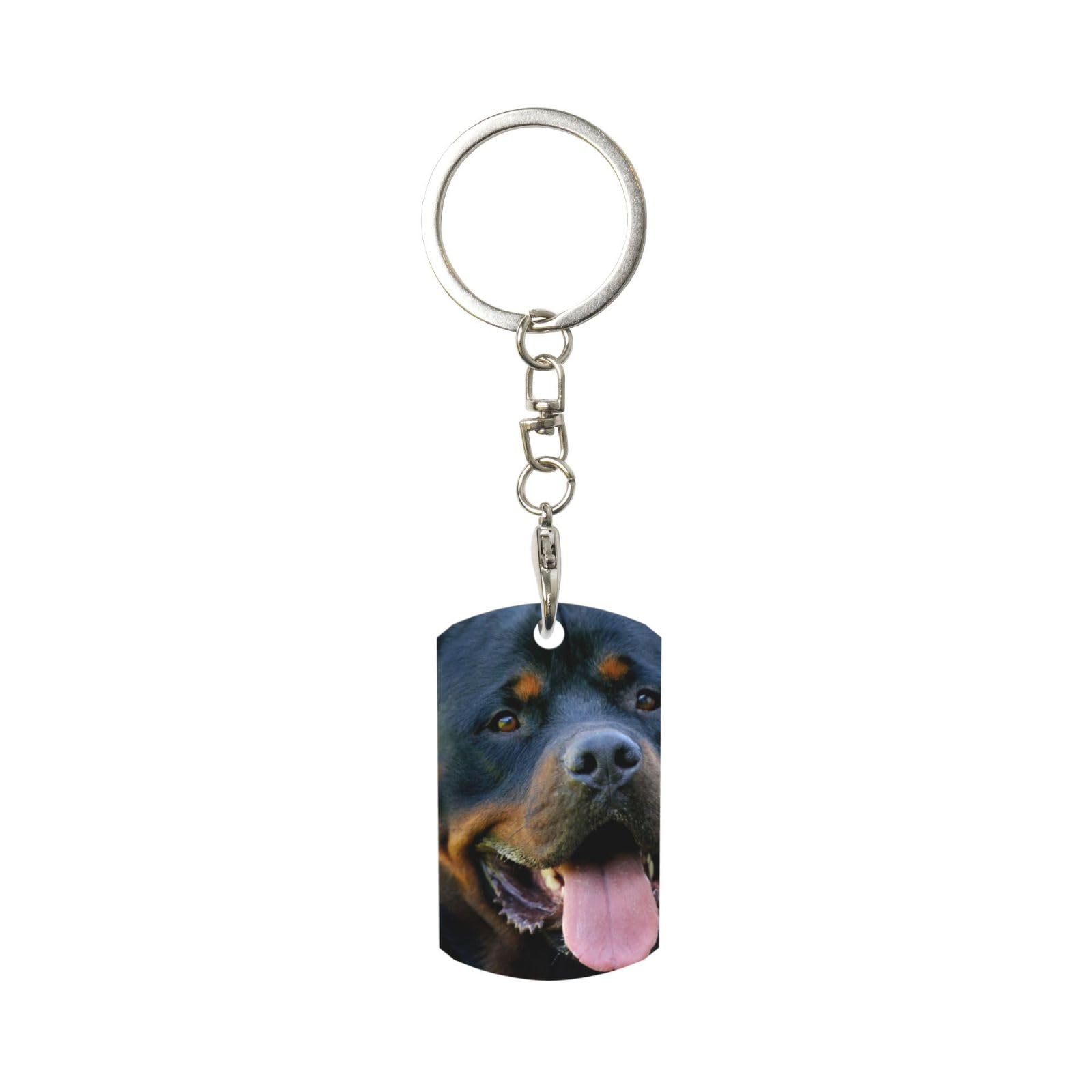 Inomak Unisex As Picture Rottweiler, Rectangular Metal Keychain, Metal Keychains Keyring Key Chain Ring Holder Organizer 1 Pc