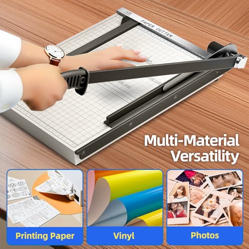 15 Inch B4 Guillotine Paper Cutter, Heavy Duty 10-Sheet Trimmer for Documents & Cardstock with Auto-Press Clamp & Magnetic Ruler | Precision Cutting for Photos, Vinyl & Craft Mater image 8