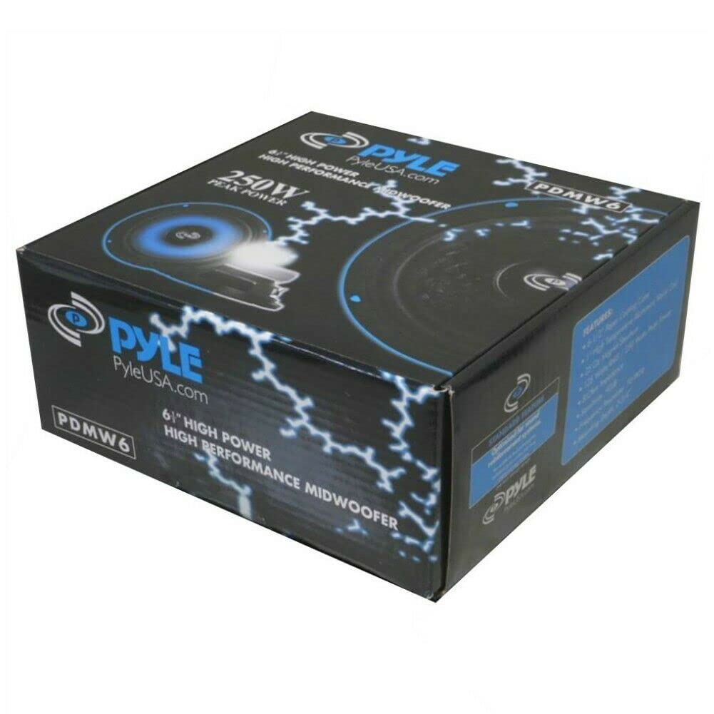 KIT SET PER PYLE PDMW6 1 midwoofer altoparlante da 16,5 cm 165 mm 6,5", da 125 watt rms e 250 watt max, impedenza 8 ohm, per casa party, 1 pezzo + faston di montaggio