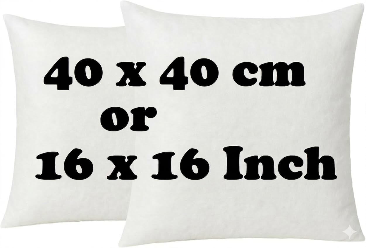 4All Cushion Inserts 40cm x 40cm (16" x 16" inches) Hollow Fibre Cushion Pads with Soft Polycotton Cover, Fluffy Square Pillow Inserts for Sofa & Bed, Supportive Cushion Filling (2, 40X40CM (16X16))
