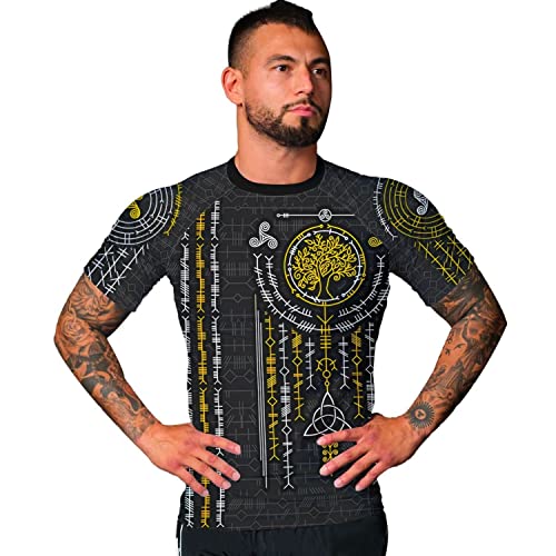 BJJ Rash Guard 4-Way Stretch Construction, Jiu Jitsu Rash Guard Men Viking Compression Shirt4