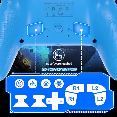 Image of Nonbliep RGB Wireless Controller for PS5 /PC, Bluetooth Controller with Turbo, Macro, 6-Axis Motion Control, Dynamic Vibration, 3.5mm Audio Jack, 1000mAh Battery, Speaker (Blue)