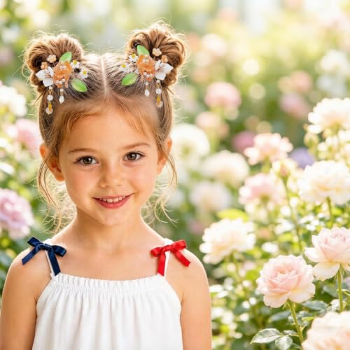 Juego de dos pinzas para cabello con diseño floral y cristales miniatura 7