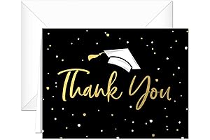 Faux Gold Confetti Graduation Thank You Cards - 100 Congratulatory Bulk Note...