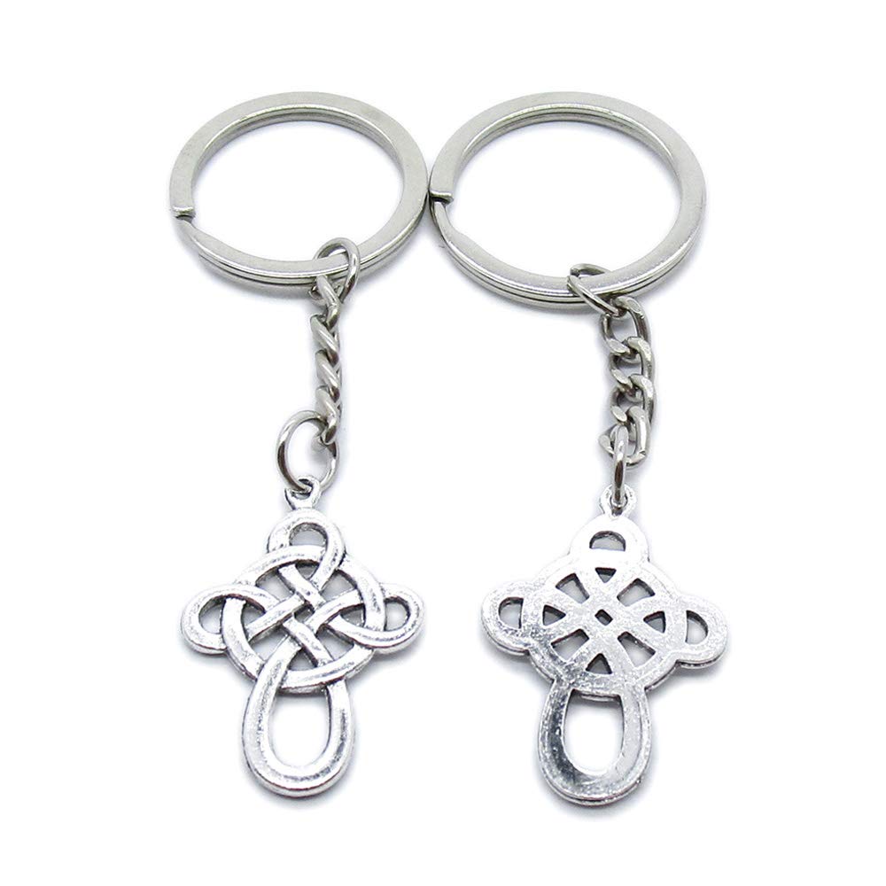 5 PCS Antique Silver Plated Keyrings Keychains EQ9I0 Chinese