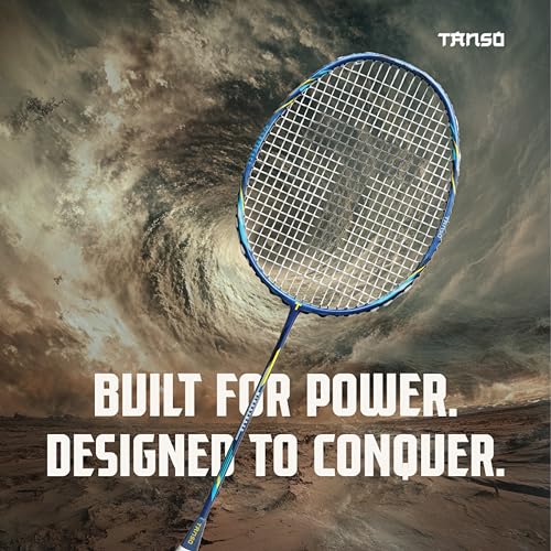 Image of TANSO Windbender Full Graphite Ultra Light Weight Carbon Fibre Strung Badminton Racket (32 Lbs Tension, 680 mm Long, 77 Grams, Strung with Premium Strings and Full Racquet Cover)