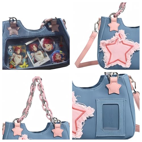 Denim Stars Kawaii Single Shoulder Crossbody Bag Ita Bag Y2k Chains Handbag Aesthetic Cute Crossbody Bag4