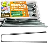 Homestead Choice 100 Count 12 Inch 9-Gauge Galvanized Staples - Made in USA - Garden Landscape Sod Staples - Anti-Rust Pins - Stakes for Weed Barrier Fabric, Ground Cover & Landscaping