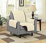 Kashi Home Quilted Reversible Microfiber Pet Dog Couch Furniture Protector Cover (Chair, Brown/Beige)
