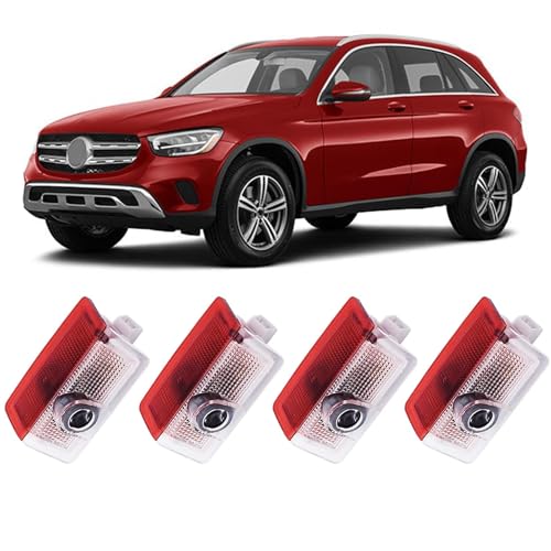 Sylswx 4Pcs Luces LED de Bienvenida Mercedes Benz, Proyector de Luz para Puerta de Coche, Accesorios para A B C E M G AMG W166 W176 W205 W212