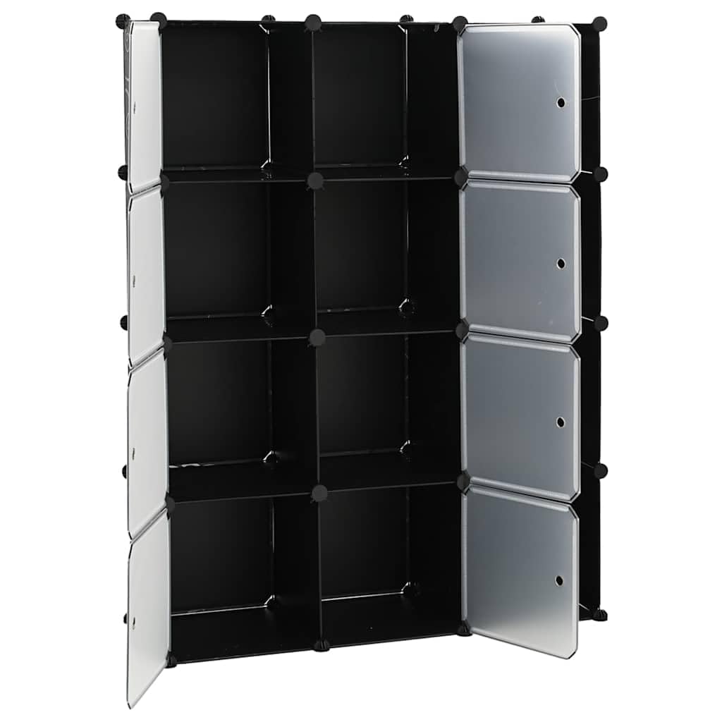 Armoire modulaire 9 compartiments 109x36,5x143 cm noir et blanc