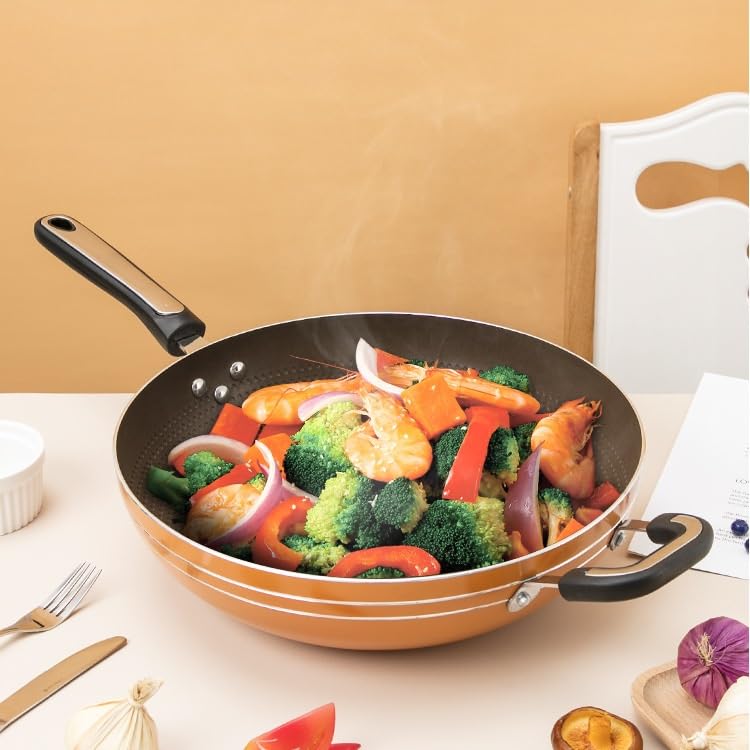 Wok de aluminio fundido antiadherente 13.4 pulg miniatura 4