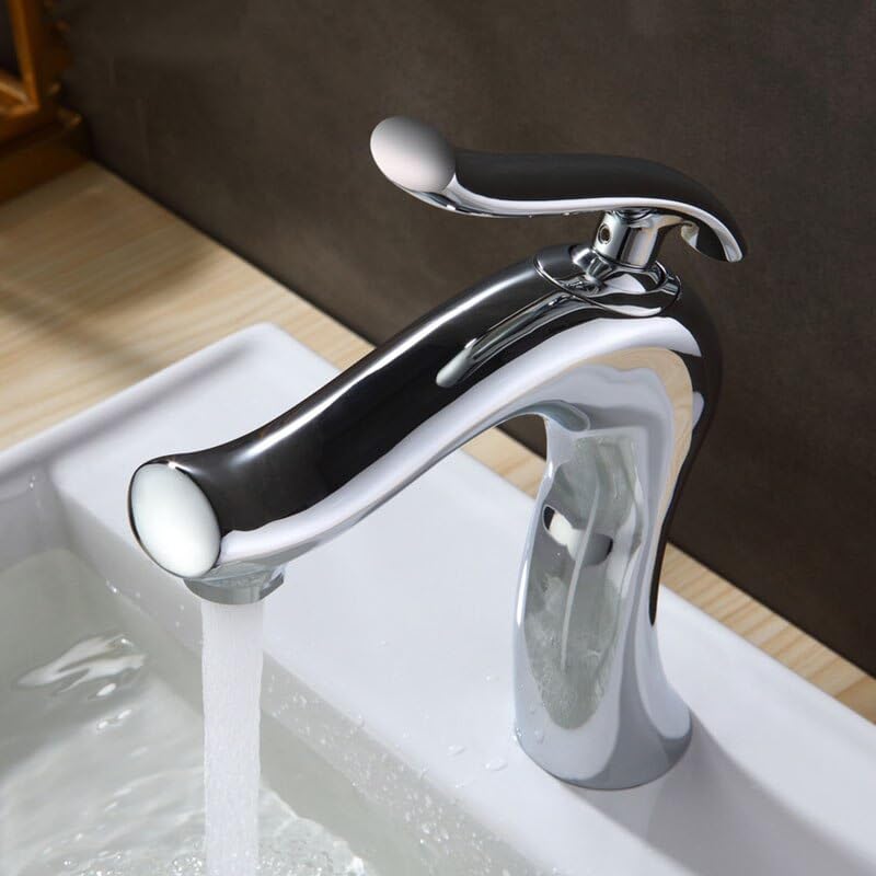 Mitigeur de lavabo MESKEL noir mat à commande eau chaude et froide fluide - 2
