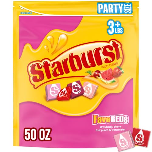 Image of STARBURST Fruit Chews Candy - FaveREDS STARBURST Candy Bulk Individually Wrapped, Party Size Bag, 50 oz, Pack of 1
