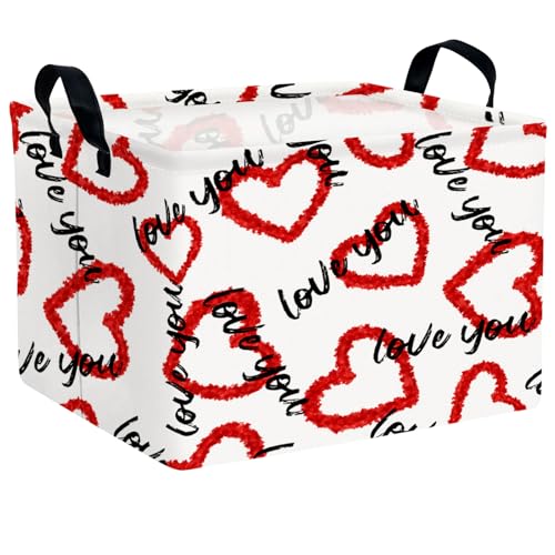 Image of Valentine's Day Basket Gift for Empty Cute Heart Large Storage Bin for Kid and Baby Room Decor (Love You Red Love)
