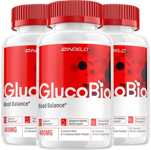Indelo GlucoBio Capsules – Gluco Bio All Natural Daily Support Supplement (3 Pack - 180 Capsules)