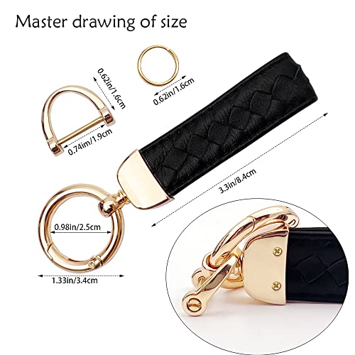 Hzmm Genuine Leather Car Keychain, Universal Key Chains, Leather Car Keychain, Handmade Knit Sheepskin Key Chains, Universal Leather Car Keychain With Anti-Lost D-Ring, 2 Keyrings And 1 Screwdriver #TOP3