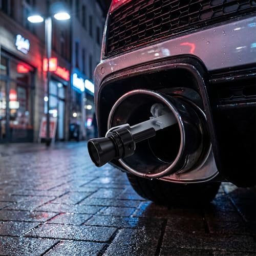 Auspuff Sound Booster Pfeife für Fake V8 Turbolader pfeifen im Auto & Motorrad Endtopf I Universal Turbo whistle Soundgenerator Tuning - Auspuffpfeife für Endrohre (Schwarz, M)