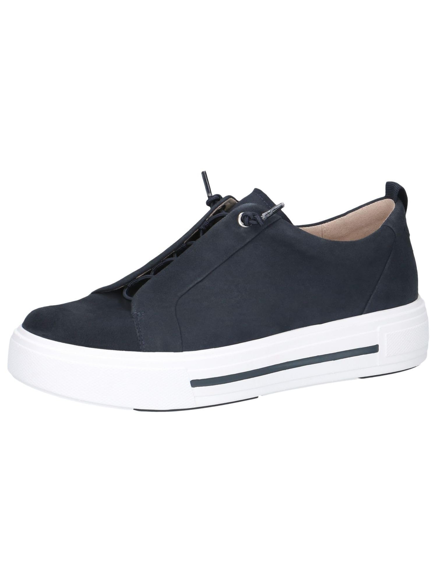 CAPRICE Women's Platform Leather Sneakers Low Top, Blue (Ocean Suede), 4.5 UK