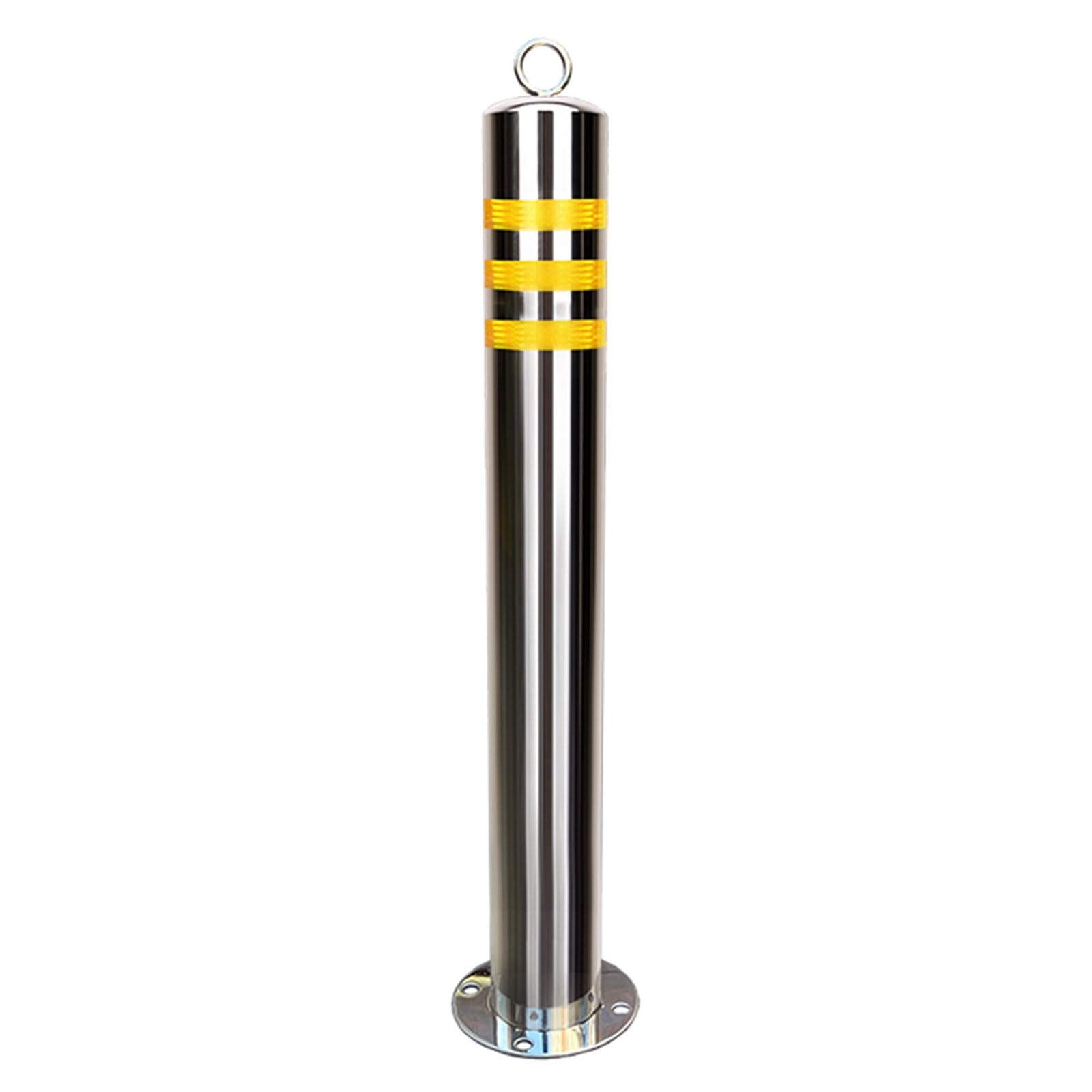 Aioneer Reflective Yellow Safety Bollard Post - Durable Steel Traffic Barrier For Driveway Protection & Control, 60Cm X 7.6Cm - Perfect For Outdoor Use