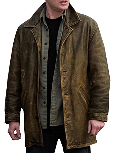JNJ Dean Winchester - Chaqueta de piel envejecida Marrón Marrón envejecido. 3XL/pecho = 122 cm entre 127 cm