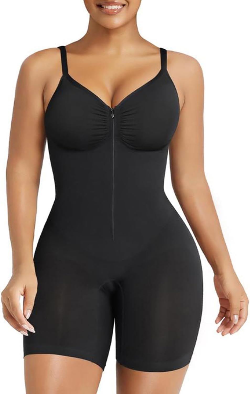 Womens Bodysuit Shapewear, Out Outfits Shirts Body Suits Thong, Zip-Up Body Shaper Waist Defining Silhouette