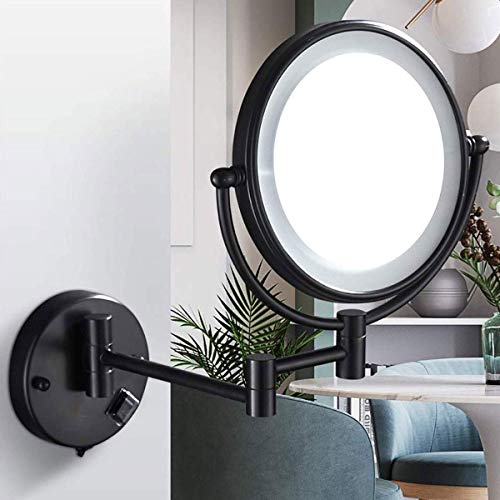 Miroir de maquillage à LED rechargeable USB pivotant double face chrome