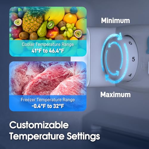 Anypro Fridge with Bottom Freezer and Drawer, 4.0 Cu.Ft Double Door Refrigerator with 7 Adjustable Temperature Settings for Bedroom, Dorm, Office, Apartment, Large Capacity, Black on Fridge.com