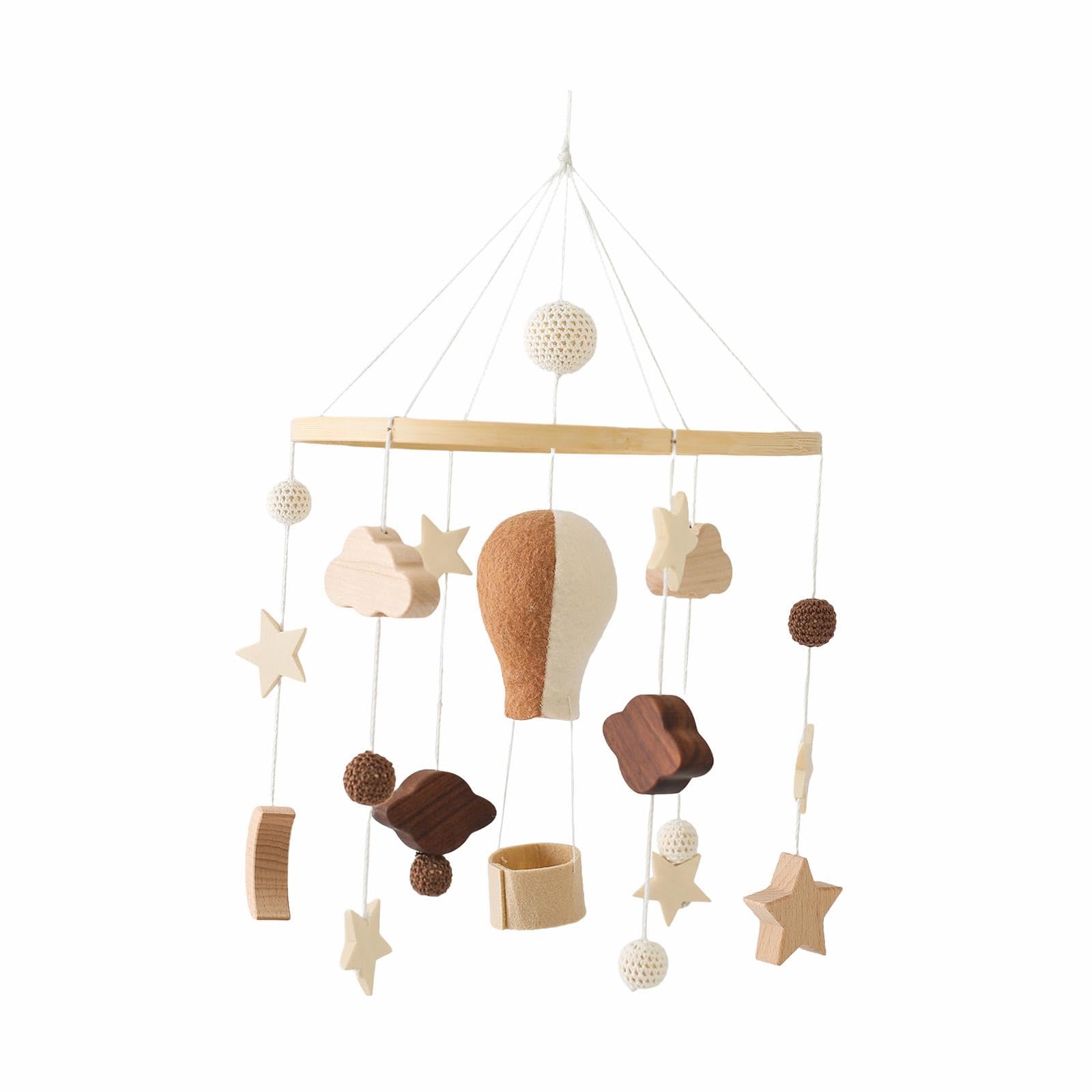 Gralara Mobile für Kinderbett Krippe Holz Hängemobile Filzkugel Bettmobile Krippenanhänger Spielzeug Aus Holz Und Filz Leises Schwingen Unterstützt Einsc, Stil c