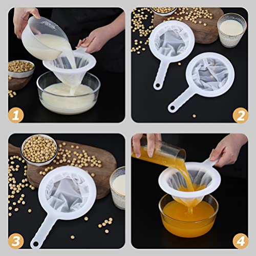 DOITOOL 1 coador de malha de nylon ultra fino para cozinha, coador de iogurte reutilizável com alça,