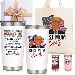 LiqCool Mothers Day Gifts Set – Best Mom Ever Trump 20 Oz Tumbler, Funny Mothers Day Gifts for Mom Wife from Daughter Son, Popular Mother’s Day Birthday Cup Gifts Ideas(White)