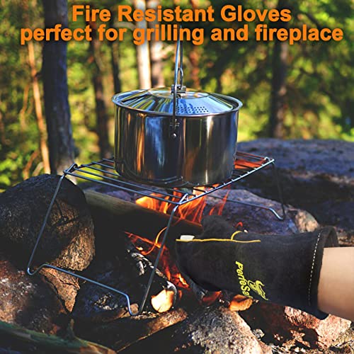 Perfesafe Welding Gloves, 932℉ Leather Heat Fire Resistant Welders Gloves For Tig/Mig/Stick/Forge, Mitts For Bbq/Oven/Grill/Fireplace/Furnace/Stove/Animal Handling Gloves With Soft Lining #TOP2