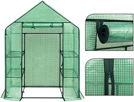 WOLTU Garden Greenhouse Walk In Plastic Tomato Greenhouse Vegetable Fruit Flower Plant Shed with Strong Reinforced Cover 143x73x195cm green