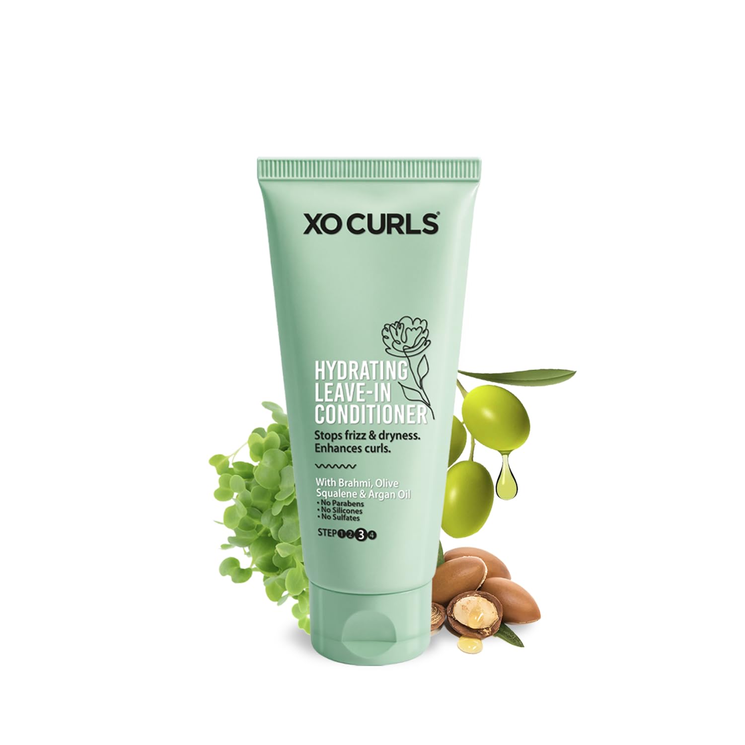 XO Curls Hydrating Leave-In Conditioner, With Brahmi, Olive Squalene & Argan Oil, For Frizz-Free, Soft & Shiny Hair, No Sulfates, Silicones or Parabens, Curl-Friendly Formula - 50ml-picture-33