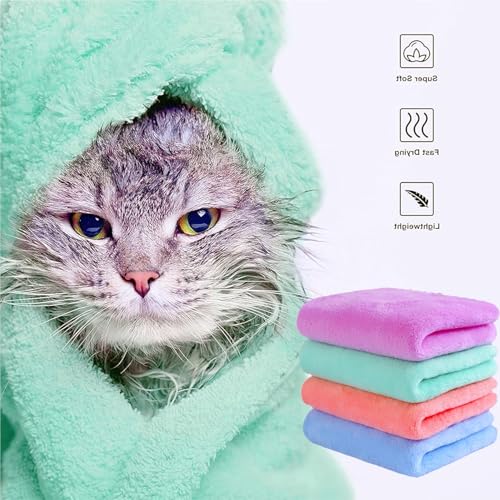 CZAYEFNH Set von 4 Hundebadetüchern Extra Saugfähige Mikrofaser-Pfotenhände für Hunde & Katzen Weiche, Schnelltrocknende & Wiederverwendbare Handtücher