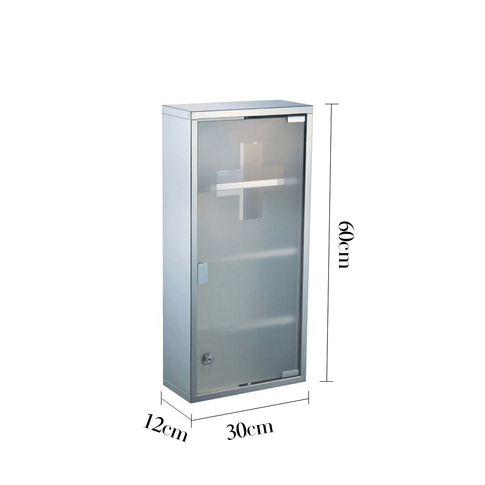 UISEBRT Medizinschrank Edelstahl 30x12x57,5cm 4 Fächer Abschließbar Schwarz